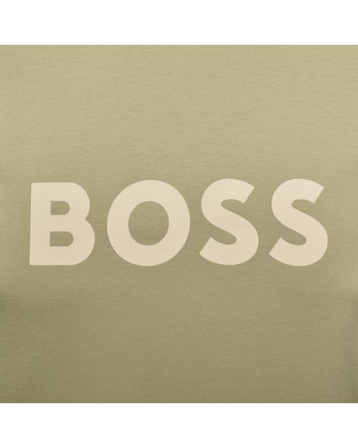 BOSS BUSINESS Green Boss Beachwear Logo T Shirt for men