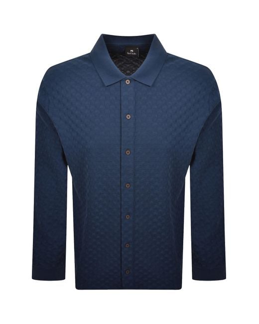 Paul Smith Blue Button Front Polo Shirt for men