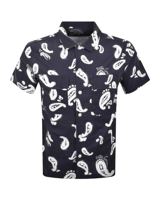 Pretty Green Blue Widnes Paisley Shirt for men