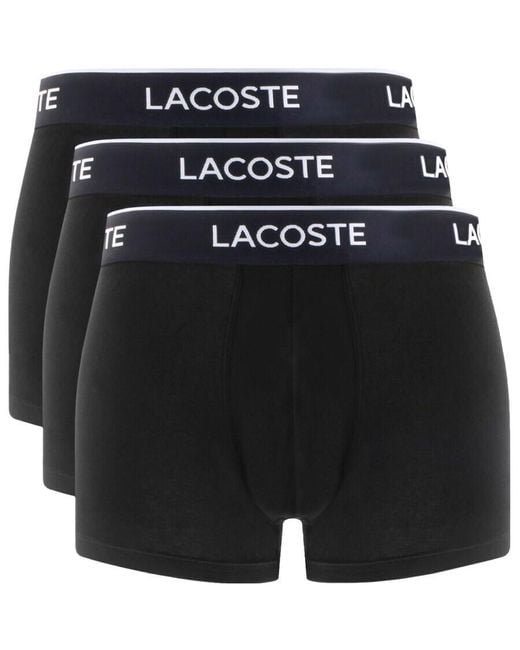 Lacoste Black Underwear 3 Pack Trunks for men