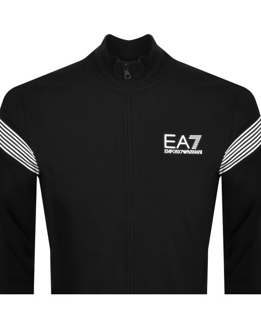 EA7 Black Emporio Armani Full Zip Logo Sweatshirt for men