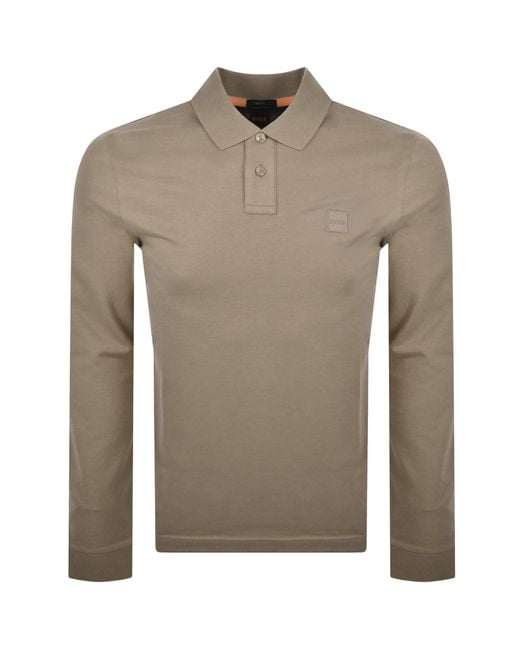 Boss Gray Boss Long Sleeve Passerby Polo T Shirt for men