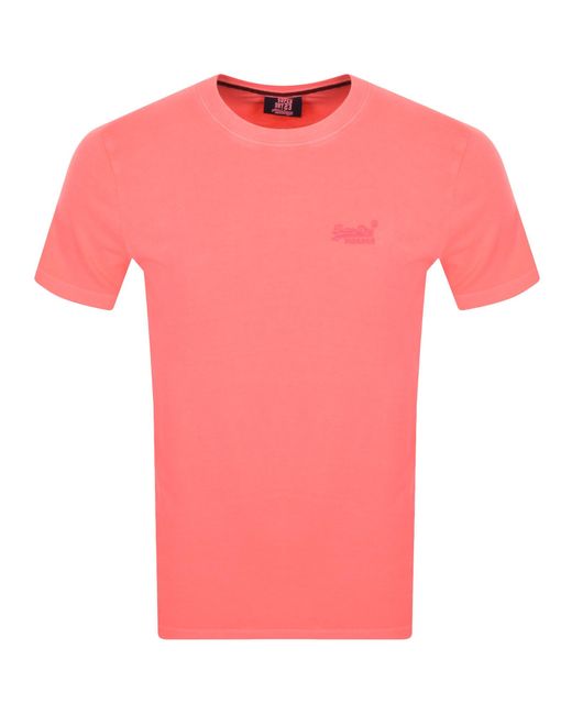 Superdry Pink Essential Logo Neon T Shirt for men