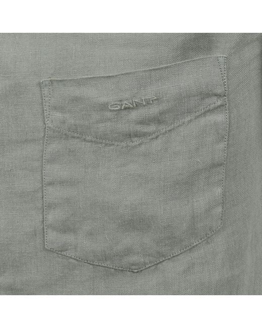 Gant Green Linen Short Sleeved Camp Shirt for men