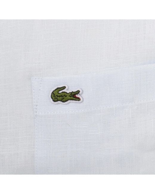 Lacoste Blue Short Sleeved Linen Shirt for men