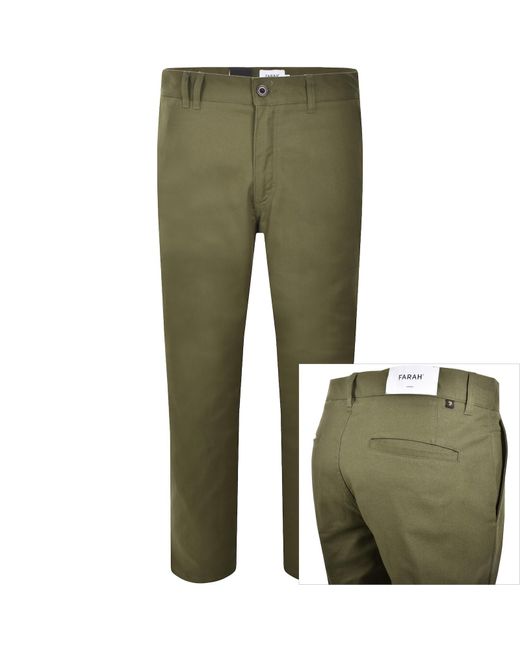 Farah Green Farah Norwood Hopsack Trousers for men