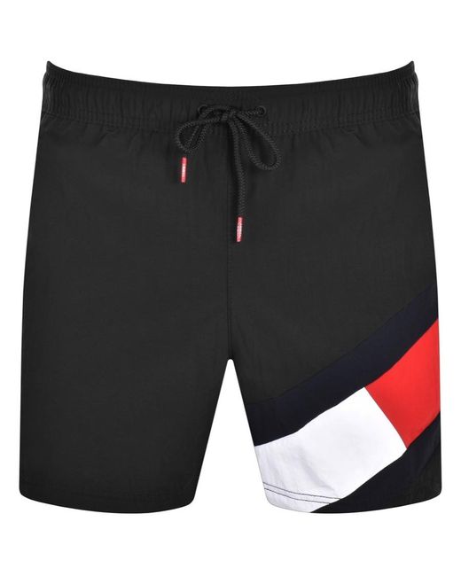 Tommy Hilfiger Synthetic Slim Fit Swim Shorts in Black for Men | Lyst