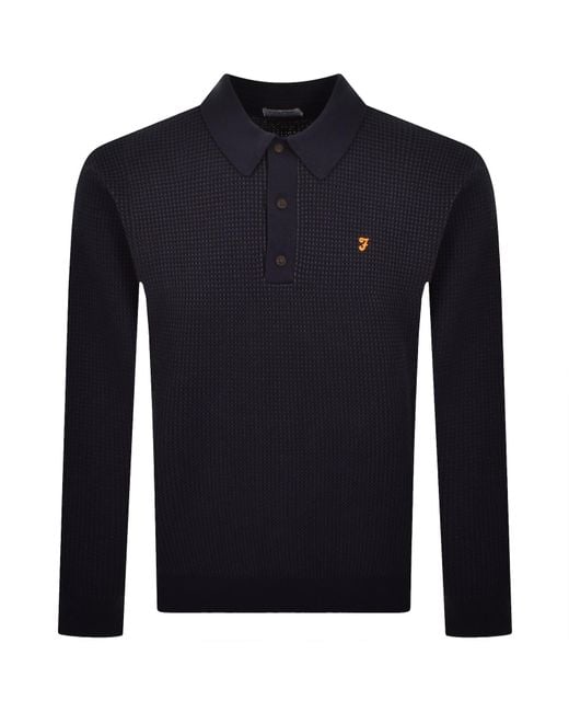 Farah Blue Farah Gateacre Knit Polo Shirt for men