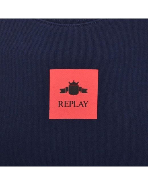 Replay Blue Crew Neck Sweatshirt for men