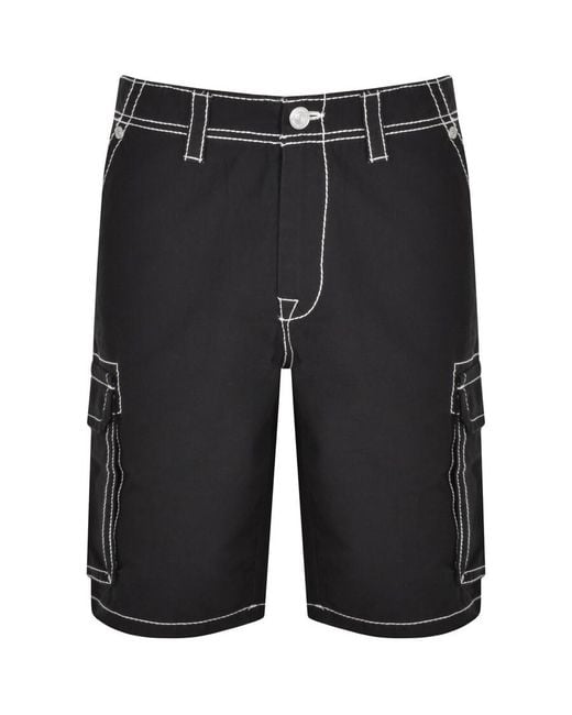 True Religion Black Big T Cargo Shorts for men