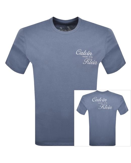 Calvin Klein Blue Jeans Graphic Logo T Shirt for men