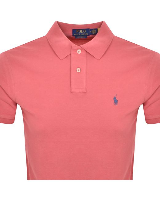 Ralph Lauren Pink Custom Slim Polo T Shirt for men
