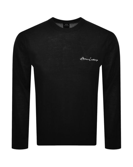 ARMANI EXCHANGE Men's Black Wool Blend Knit Sweater