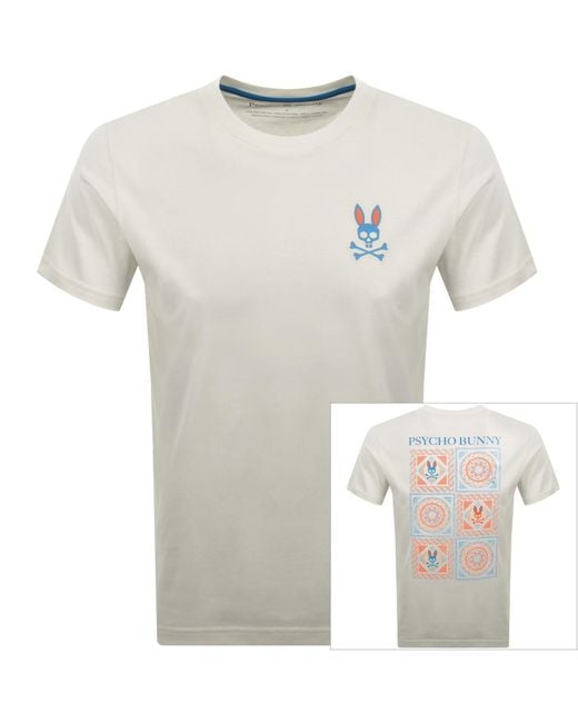 Psycho Bunny White Frank Back Graphic T Shirt for men