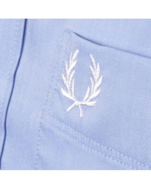Fred Perry Blue Oxford Short Sleeve Shirt for men