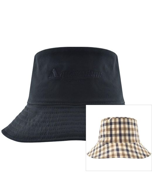 Aquascutum Blue Reversible Bucket Hat for men