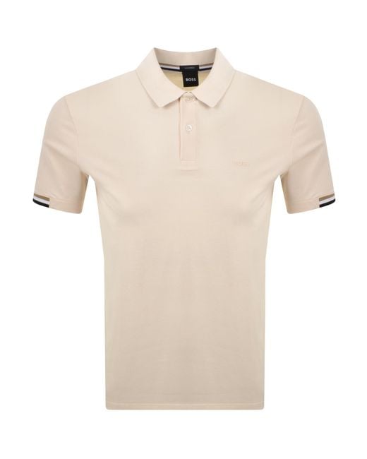 BOSS BUSINESS Men's Natural Boss Parlay 147 Mercerised Polo