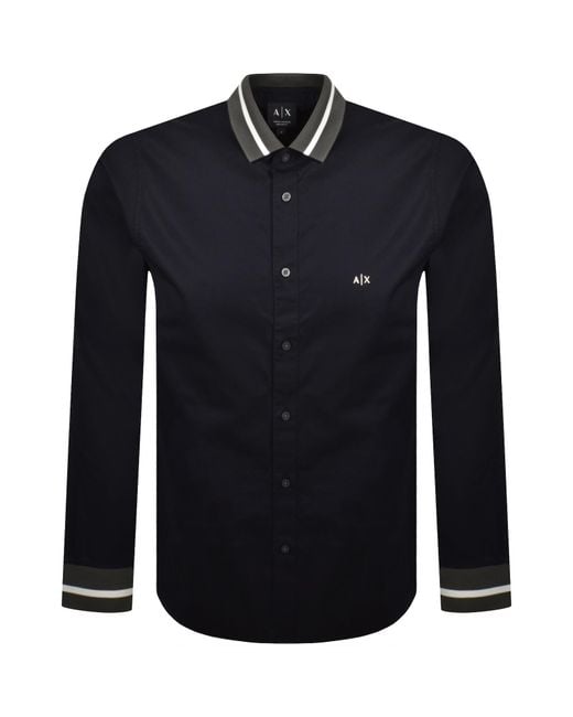 ARMANI EXCHANGE Blue Long Sleeve Shirt for men