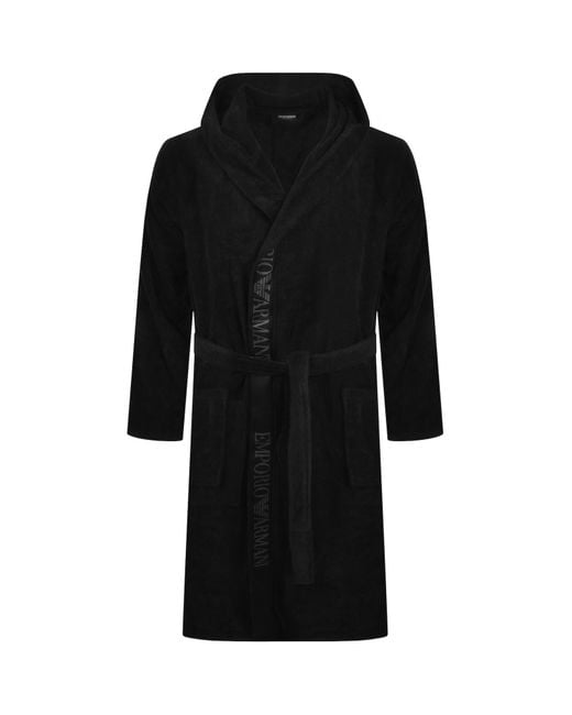 Armani Black Emporio Hooded Dressing Gown for men
