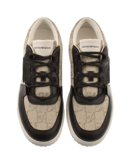 Armani Brown Emporio Leather Trainers for men