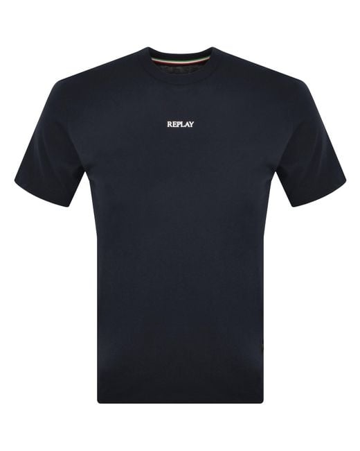 Replay Blue Logo T Shirt for men