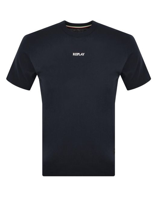 Replay Blue Logo T Shirt for men
