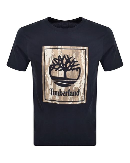 Timberland Blue Stack Camo Logo T Shirt for men
