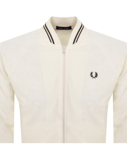 Fred Perry White Towelling Track Top for men