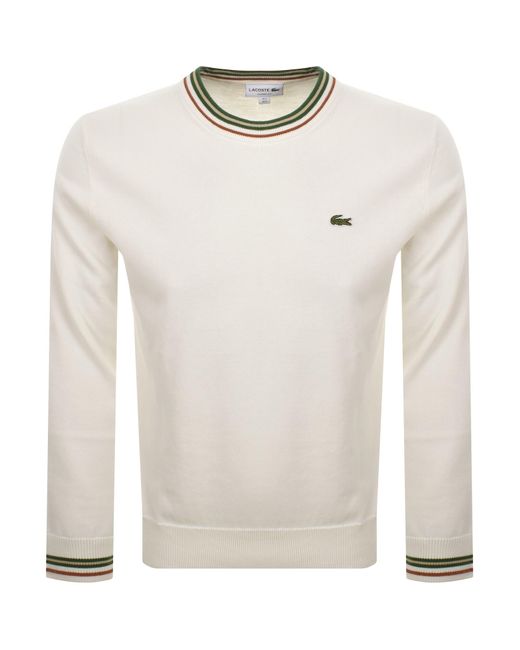 Lacoste Men's White Crew Neck Knit Sweater