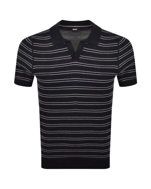 BOSS BUSINESS Black Boss Narciso Knit Polo T Shirt for men