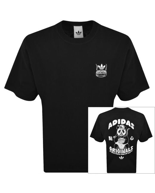 Adidas Originals Black Oversized Chopstick T Shirt for men