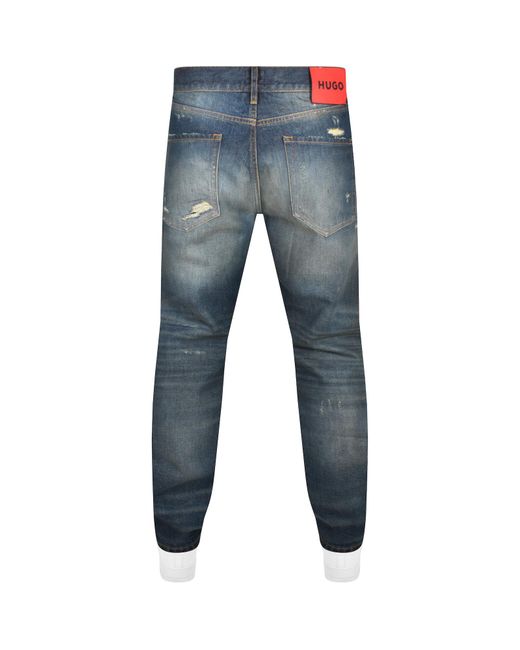 HUGO Blue 640 Straight Fit Mid Wash Jeans for men