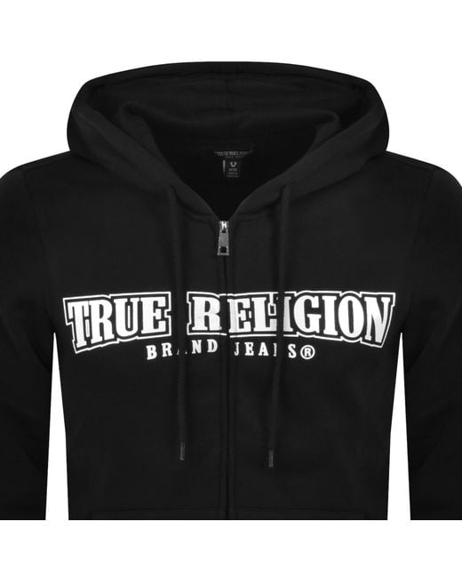 True Religion Black Full Zip Hoodie for men