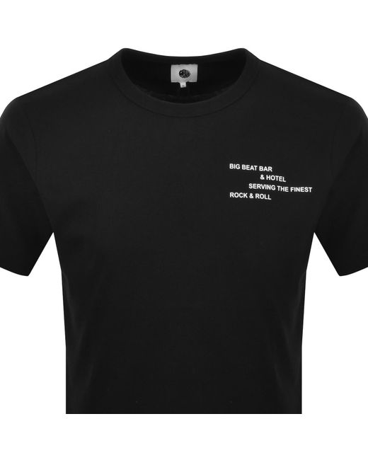 Pretty Green Black Big Beat Hotel T Shirt for men