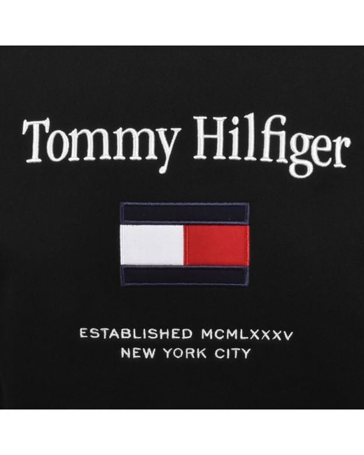 Tommy Hilfiger Black Embroidered Flag Hoodie for men