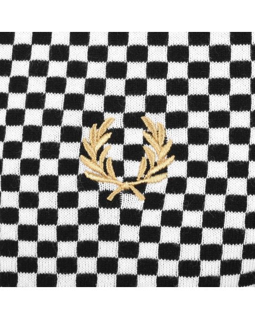 Fred Perry Black Checkerboard Knit Shirt for men