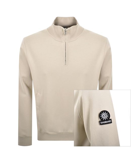 Sandbanks Natural Quarter Zip Sweatshirt for men