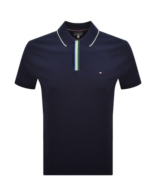 Tommy Hilfiger Blue Pique Placket Detail Polo for men