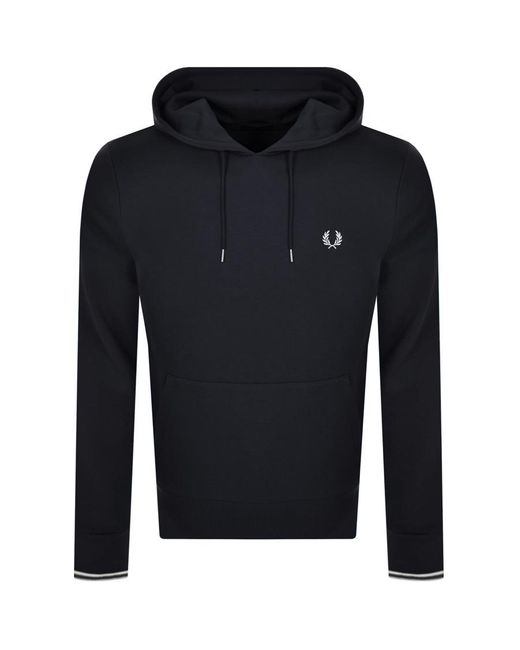 Fred Perry Cotton Tipped Logo Hoodie in Navy (Blue) for Men | Lyst