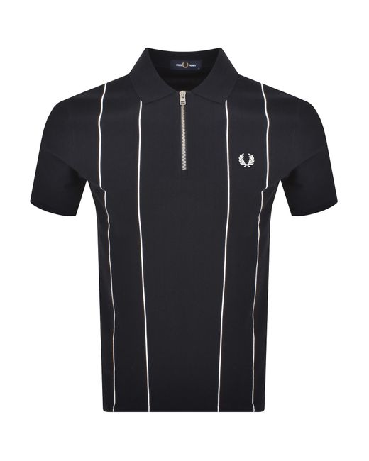 Fred Perry Black Quarter Zip Polo T Shirt for men
