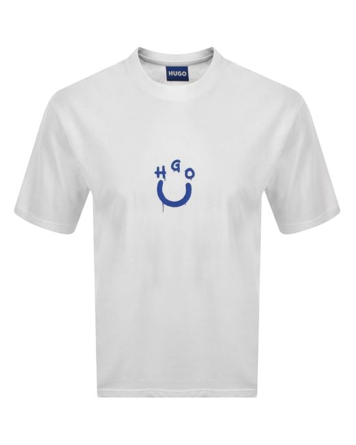 HUGO Blue Happy Hugo Logo T Shirt for men
