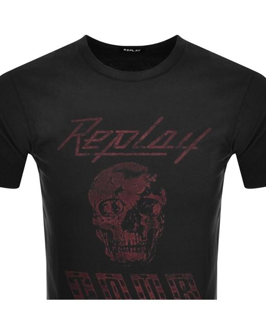 Replay Black Logo T Shirt for men