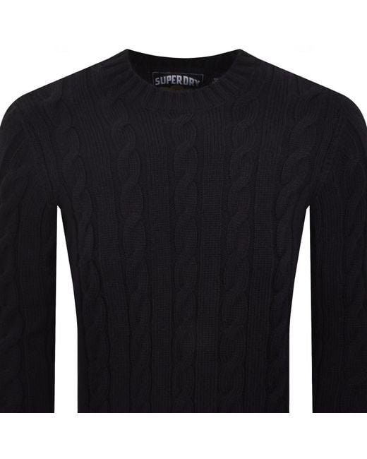 Superdry Black Jacob Cable Knit Jumper for men