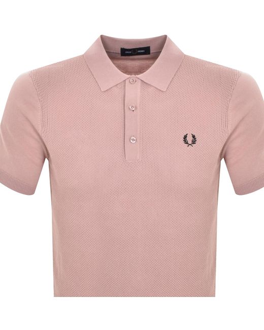 Fred Perry Pink Knitted Polo T Shirt for men
