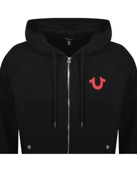 True Religion Black Full Zip Hoodie for men