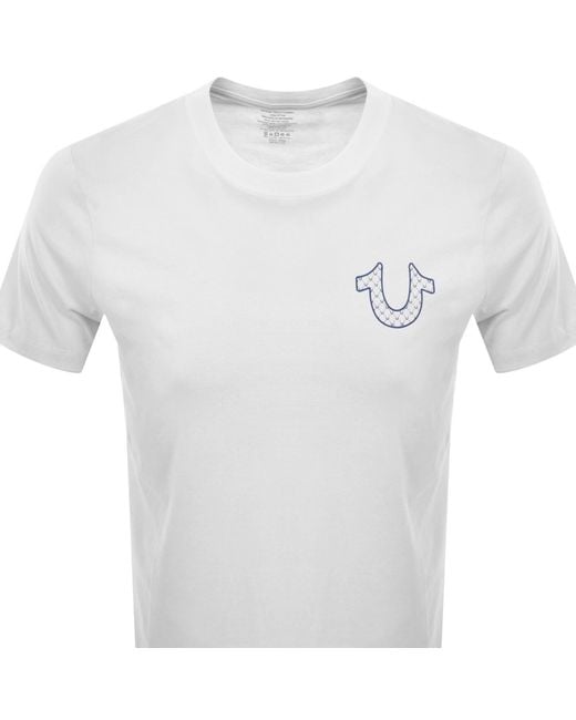 True Religion White Filled Script Buddha T Shirt for men