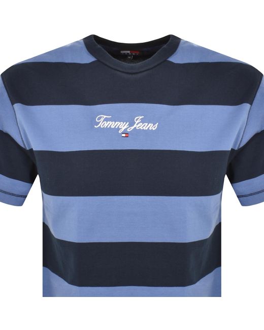 Tommy Hilfiger Blue Bold Stripe Logo T Shirt for men