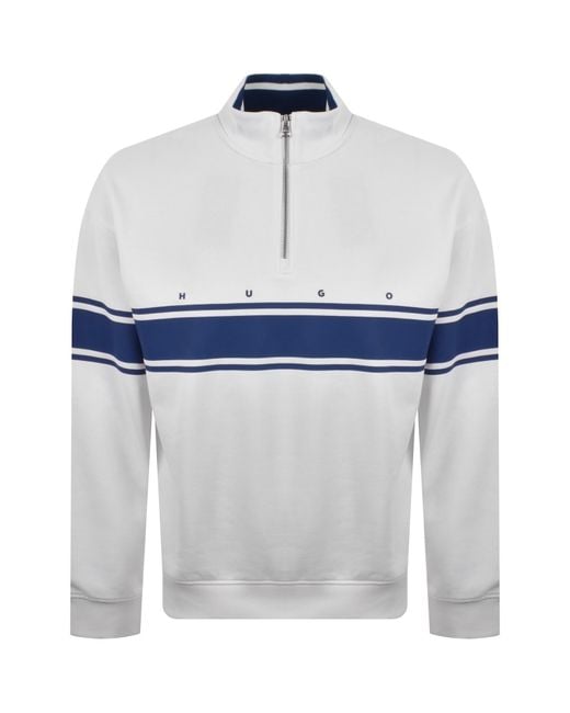 HUGO White Demsizip Sweatshirt for men