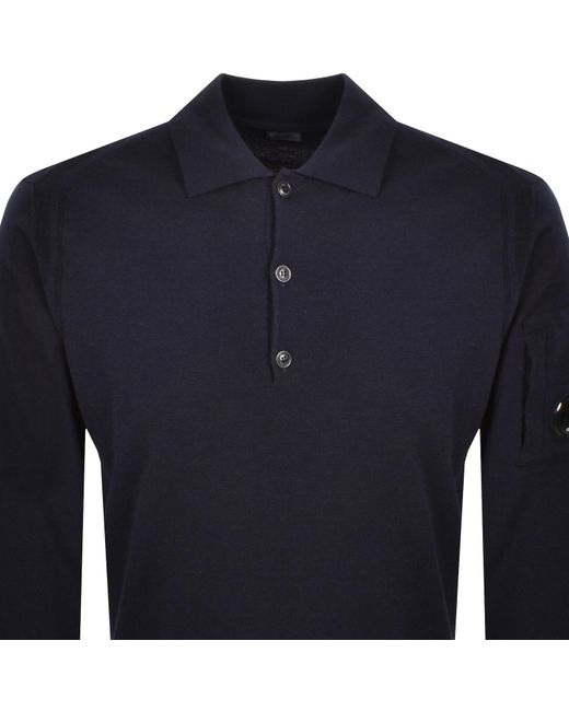 C P Company Blue Cp Company Wool Knit Polo Total Eclipse for men