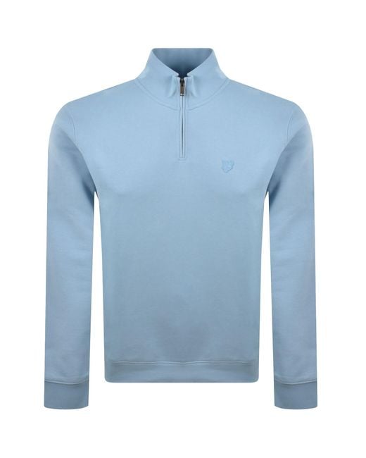 Lyle & Scott Blue Quarter Zip Sweatshirt for men